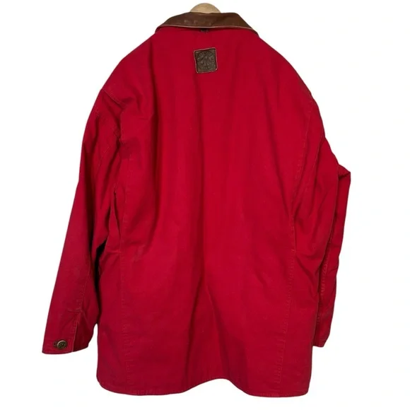 Vintage Marlboro Country Store Chore Coat Red Denim Workwear XL